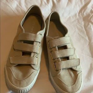 Tan Velcro Sperry Loafers. Sz 8